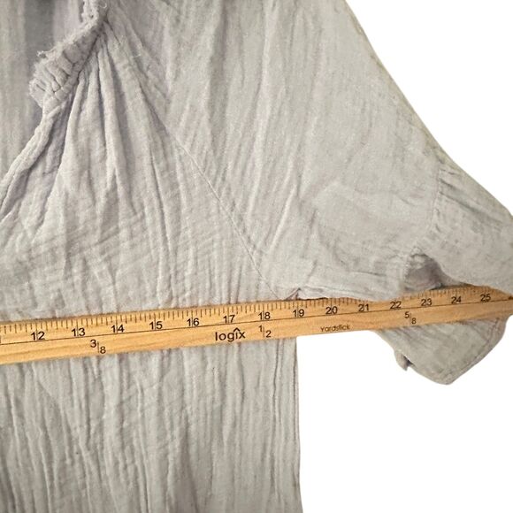 Michael Stars Light Purple Gauze V-Neck Short Sleeve Raw Hem Blouse M - Picture 4 of 7